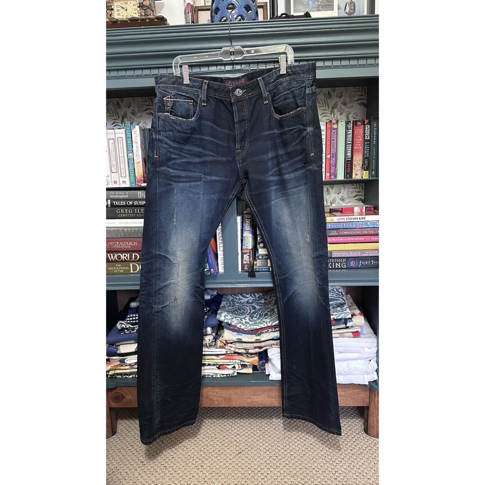 Cult of Individuality Men Rebel Straight Japanese Denim Jeans Distressed 38W 34L